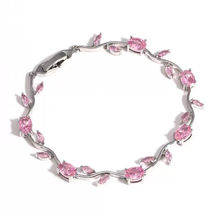 Spring Sprig Gemstone Two-Tone Leaf Bracelet