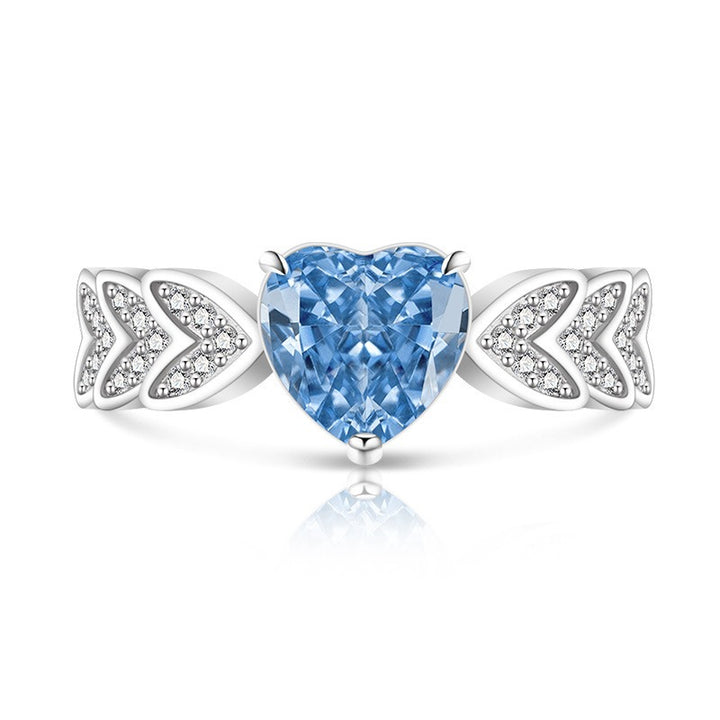 Heart's Whisper S925 Sterling Silver Heart Gemstone Ring
