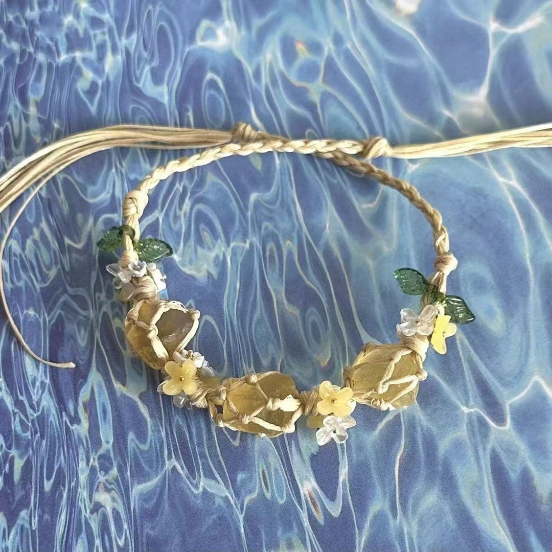 Handwoven Natural Raw Crystal Bracelet
