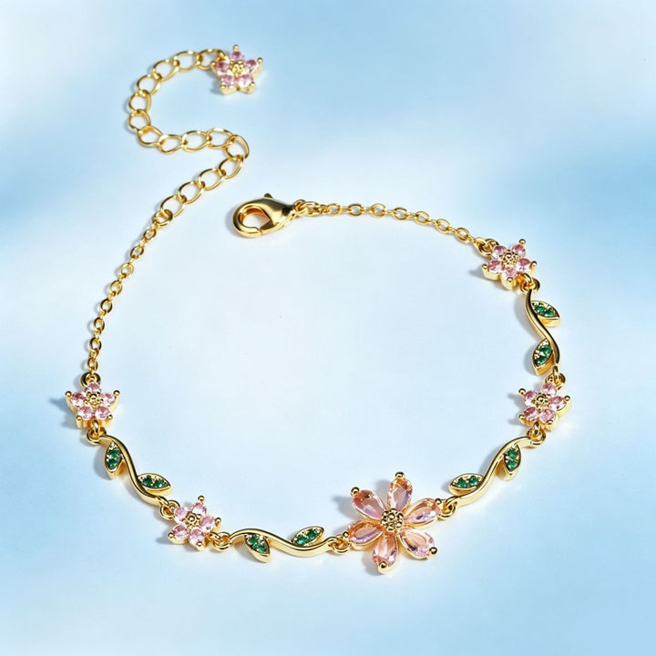 S925 Sterling Silver 18K Gold Plated Vine Flower Bracelet