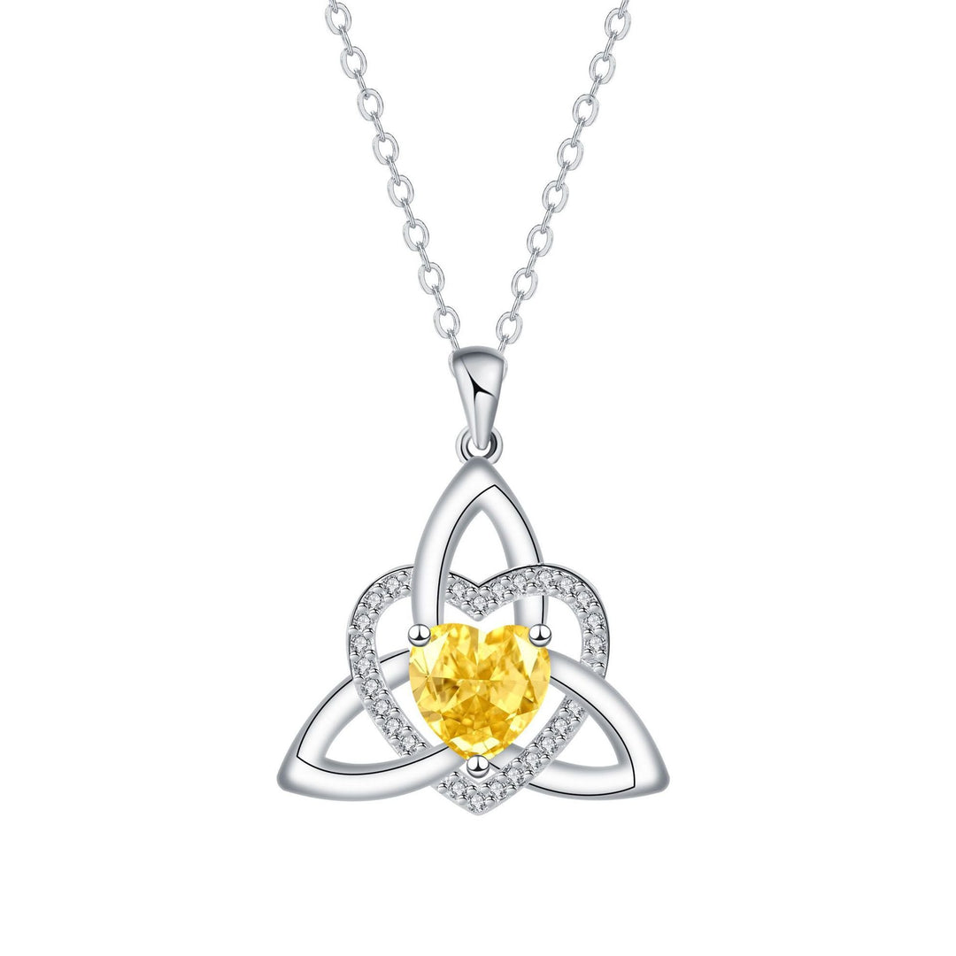 Eternal Bond S925 Sterling Silver Celtic Triquetra Birthstone Necklace