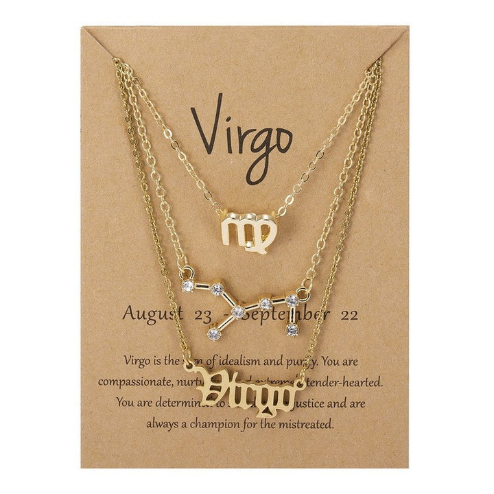 12 Zodiac Signs Layered Necklace Set