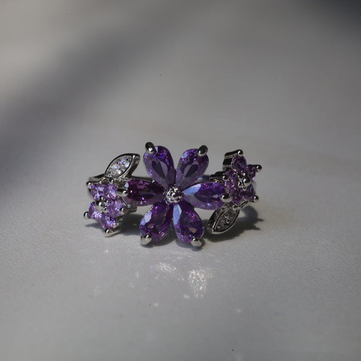 S925 Sterling Silver Marquise CZ Cluster Flower Open Ring