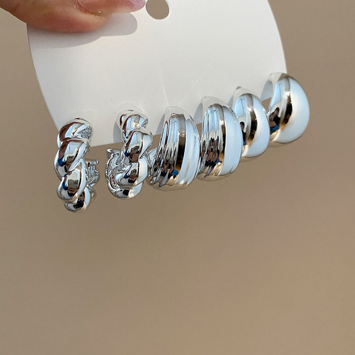 Minimalist 3-Pair Textured Acrylic Hoop Earrings Set Smooth, Hammered & Ribbed Chunky Hoops
