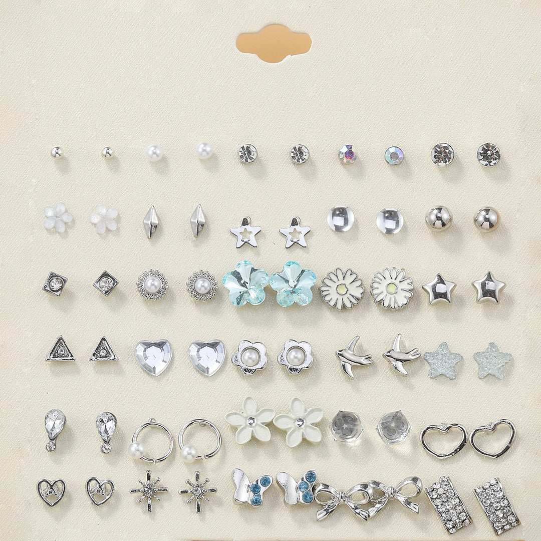 30-Piece Stud Earring Set Mix & Match Stars, Flowers & Pearls
