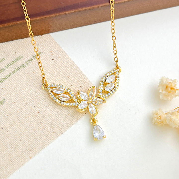 French Romance · Vintage Floral Vine Marquise & Teardrop Pavé Necklace