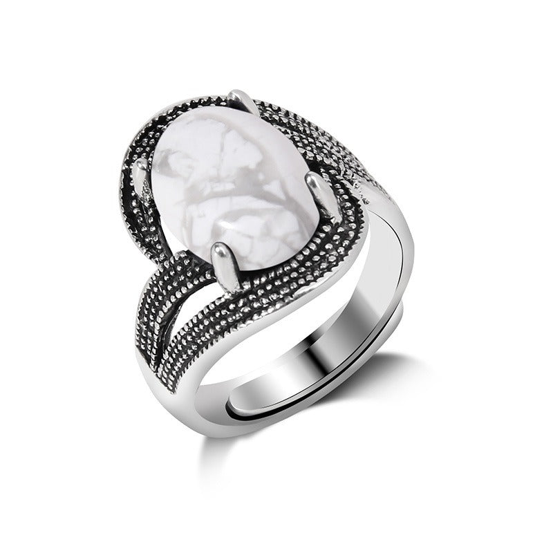 Vintage Natural Gemstone Open Ring
