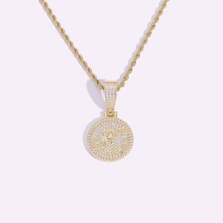 Celestial Mark 14K Gold Plated Zodiac Pavé Coin Pendant Necklace