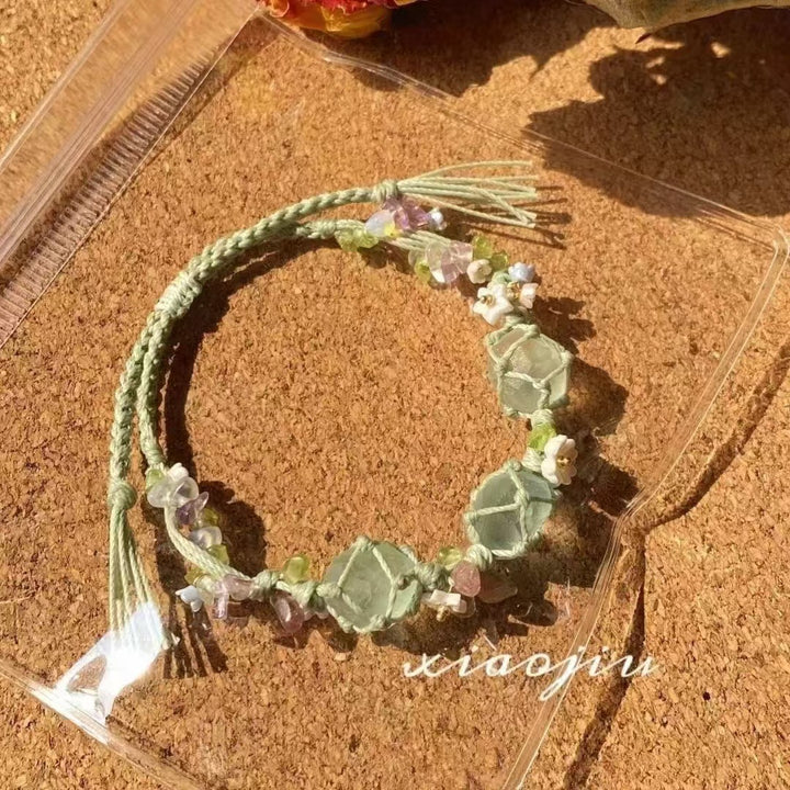 Handwoven Natural Raw Crystal Bracelet