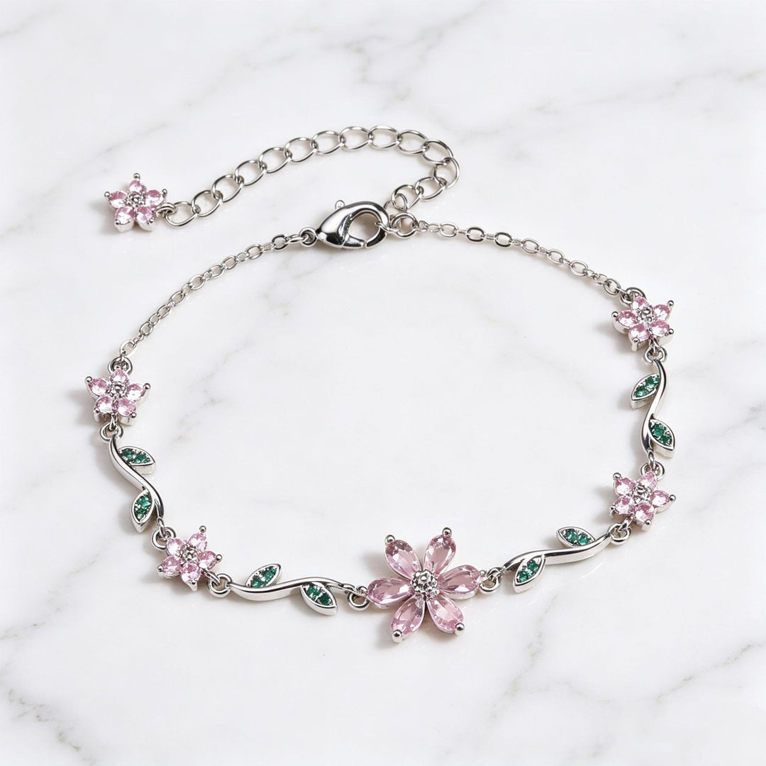 S925 Sterling Silver 18K Gold Plated Vine Flower Bracelet