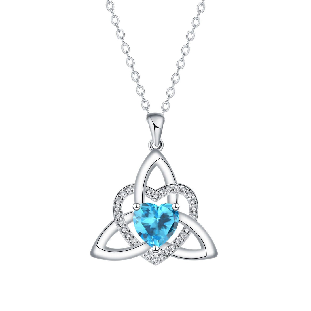 Eternal Bond S925 Sterling Silver Celtic Triquetra Birthstone Necklace