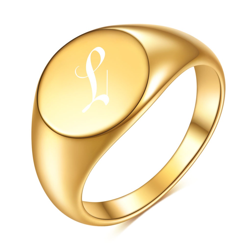 Personalized Script Initial Signet Ring