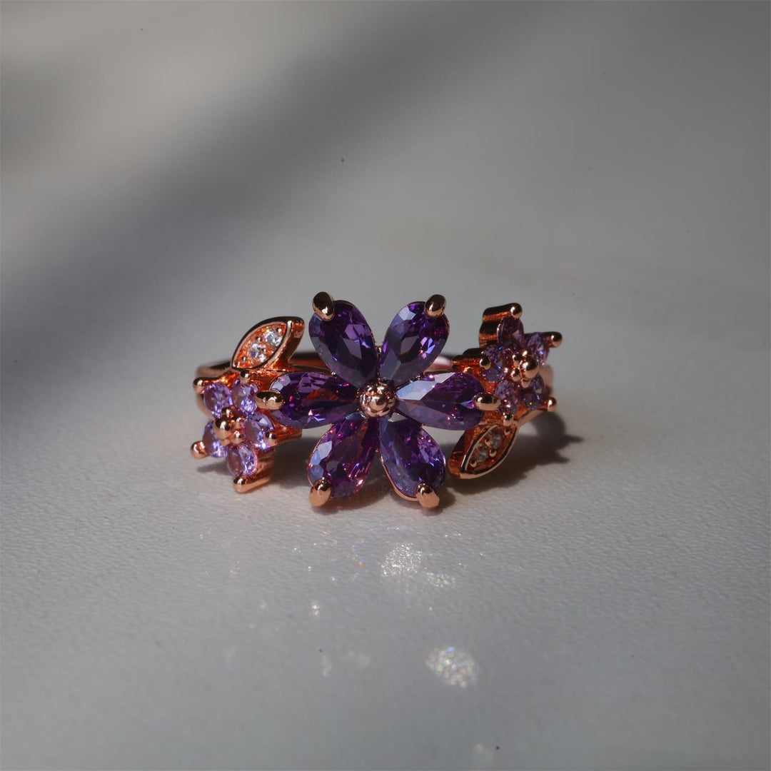 S925 Sterling Silver Marquise CZ Cluster Flower Open Ring