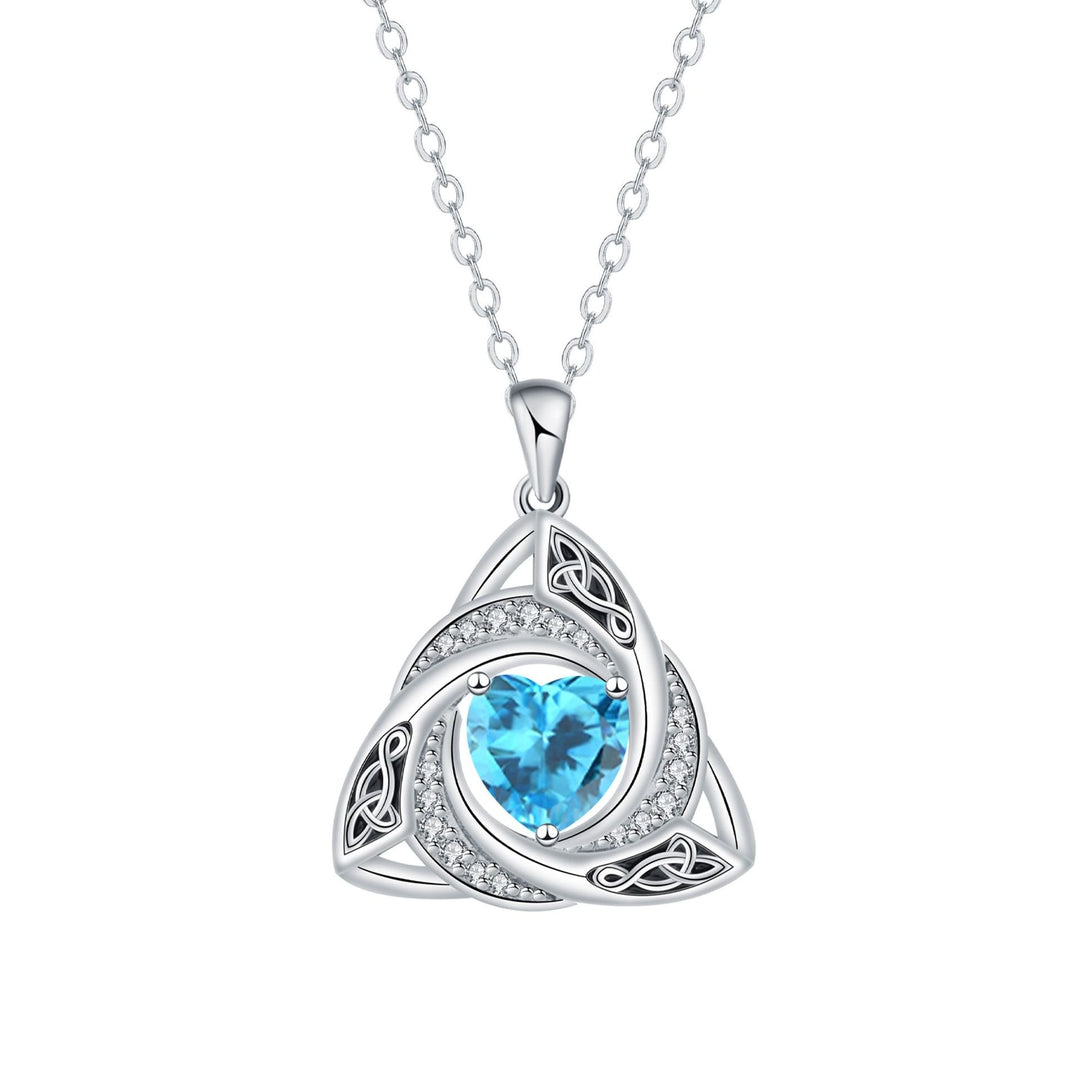 S925 Silver Celtic Knot Birthstone Necklace