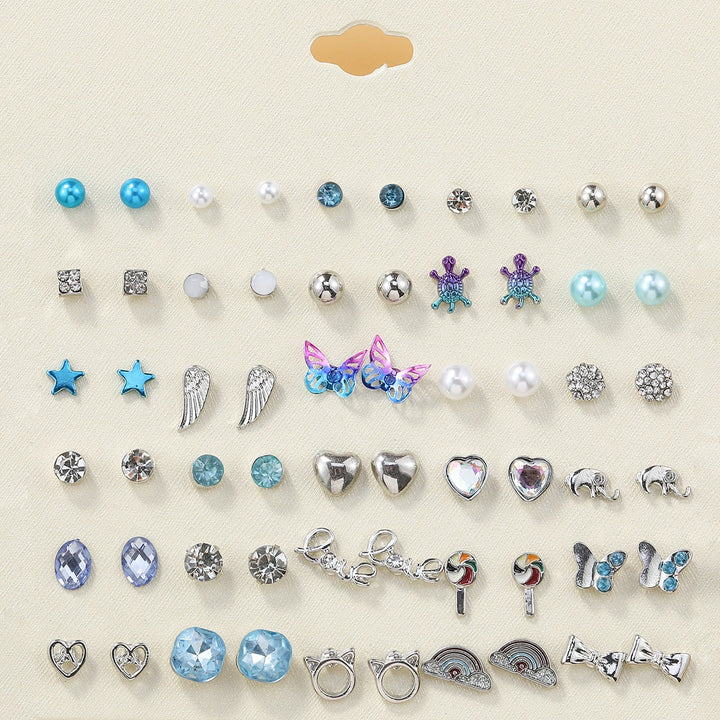 30-Piece Stud Earring Set Mix & Match Stars, Flowers & Pearls