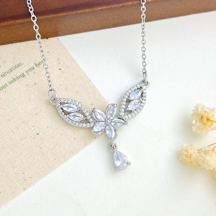 French Romance · Vintage Floral Vine Marquise & Teardrop Pavé Necklace