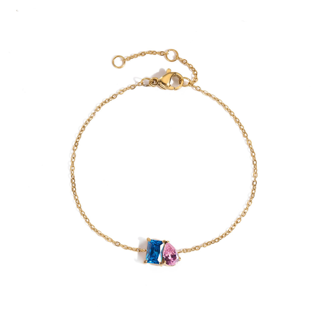 18K Gold Toi et Moi Birthstone Bracelet