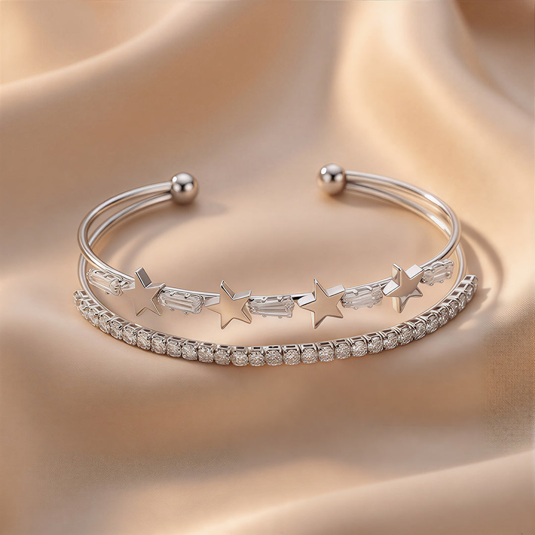 S925 Sterling Silver 3D Floral Cuff Bracelet