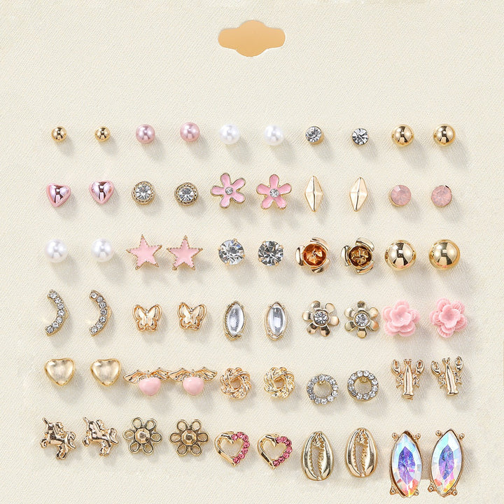 30-Piece Stud Earring Set Mix & Match Stars, Flowers & Pearls