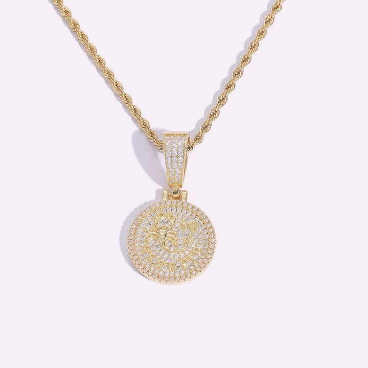 Celestial Mark 14K Gold Plated Zodiac Pavé Coin Pendant Necklace