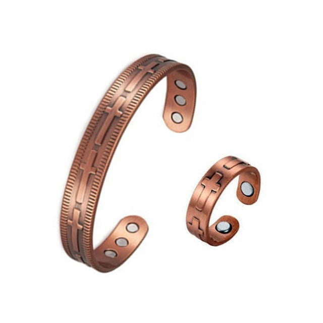 Pure Copper Magnetic Bracelet Ring Set