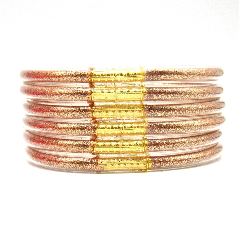 6-Piece Glitter-Filled Jelly Bangle Set