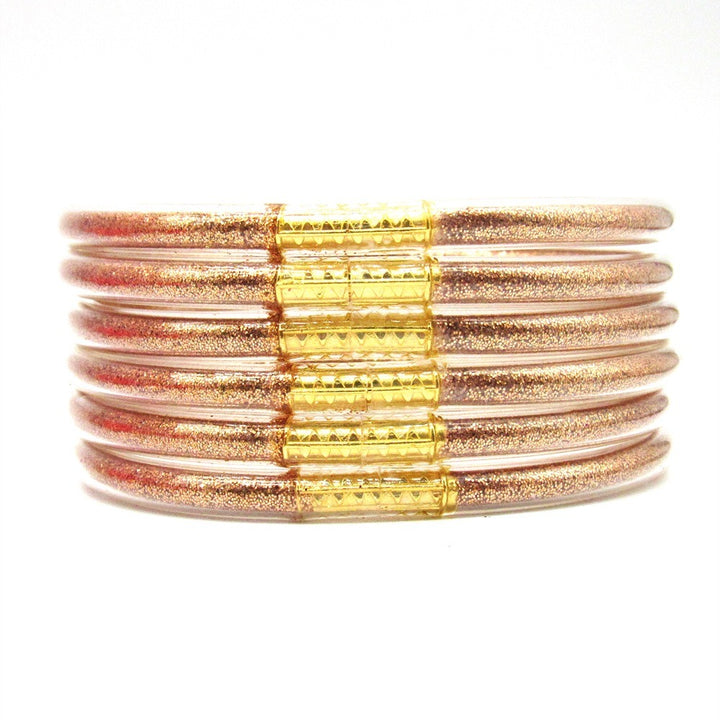 6-Piece Glitter-Filled Jelly Bangle Set
