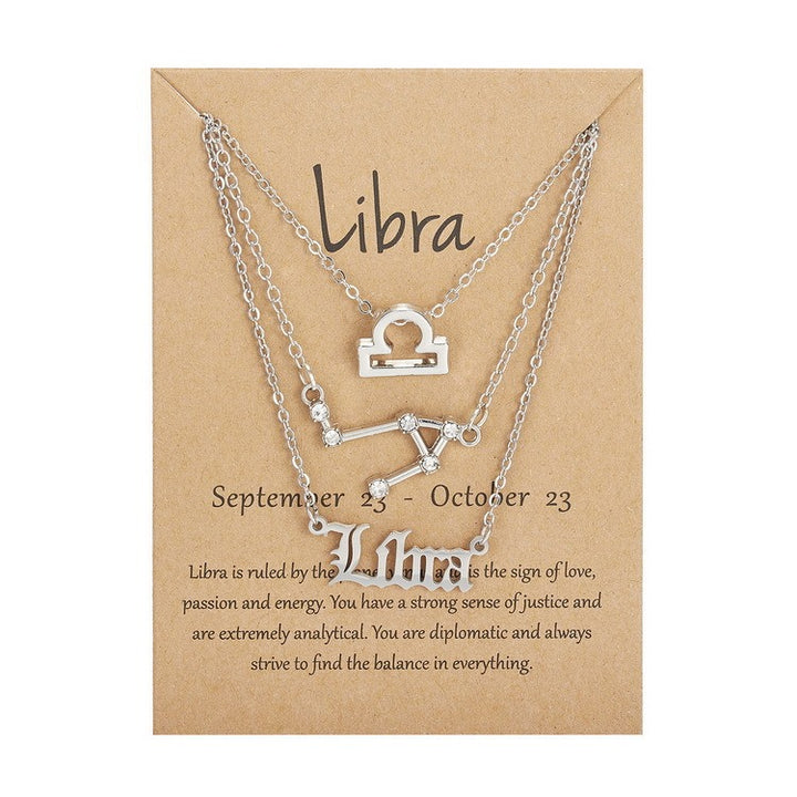 12 Zodiac Signs Layered Necklace Set