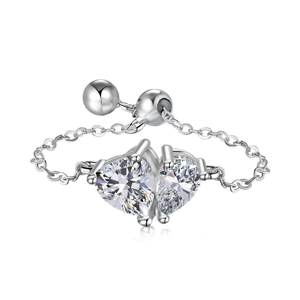 Twin Star Chain Asymmetrical Heart Emerald-Cut Chain Barbell Piercing