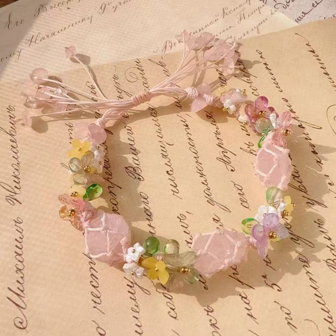 Handwoven Natural Raw Crystal Bracelet