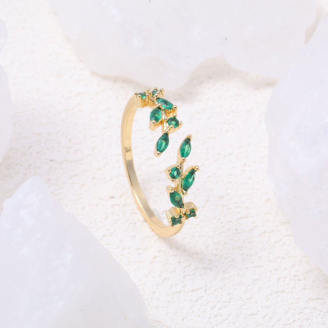 Ear of Wheat S925 Silver 14K Gold Plated Geometric Open Ring
