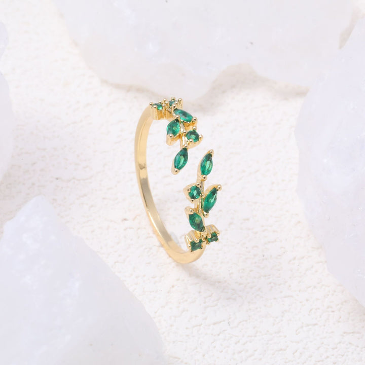 Ear of Wheat S925 Silver 14K Gold Plated Geometric Open Ring