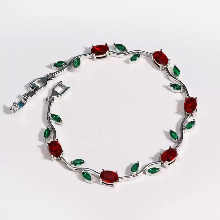 Spring Sprig Gemstone Two-Tone Leaf Bracelet