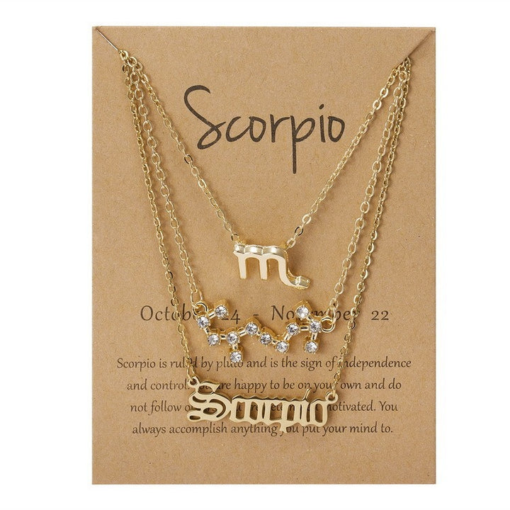 12 Zodiac Signs Layered Necklace Set