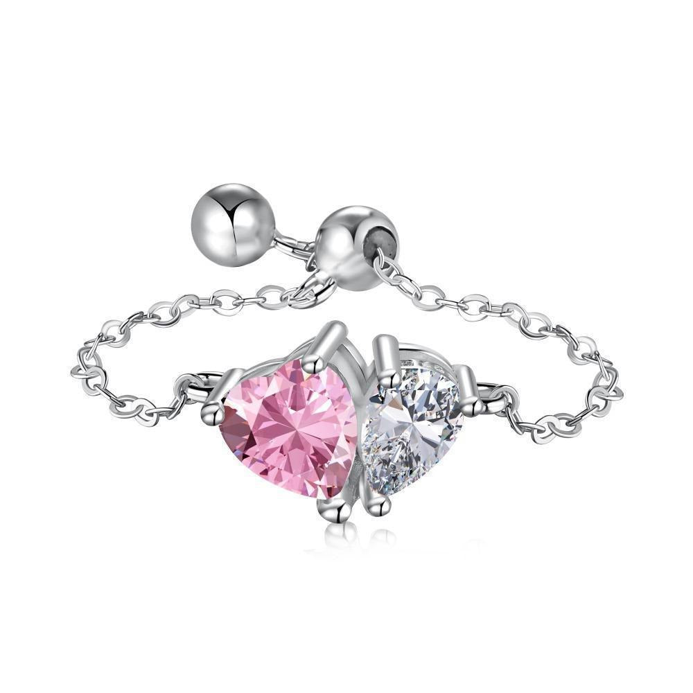 Twin Star Chain Asymmetrical Heart Emerald-Cut Chain Barbell Piercing