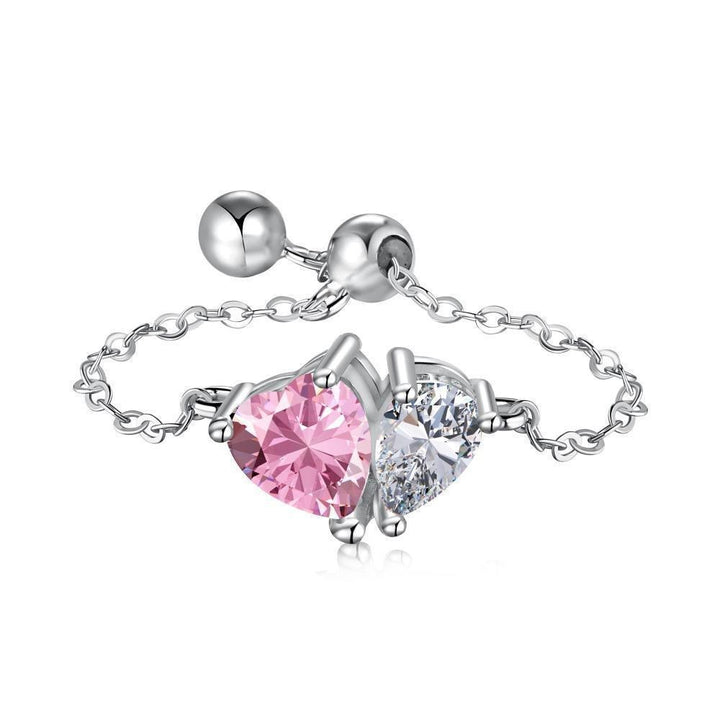 Twin Star Chain Asymmetrical Heart Emerald-Cut Chain Barbell Piercing