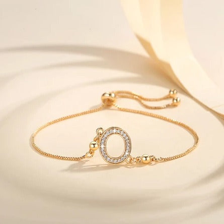 Personalized Touch 18K Gold Diamond 26 Letters Adjustable Bracelet