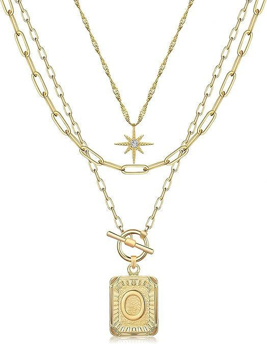 Personalized Initial 14K Gold Vintage Square Tag Letter Necklace