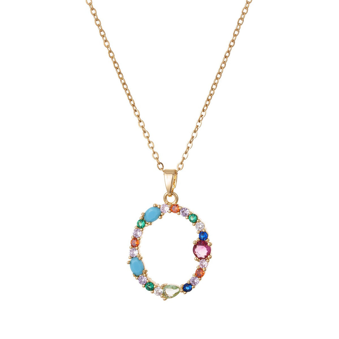 Personalized Colorful Gemstone Initial Necklace