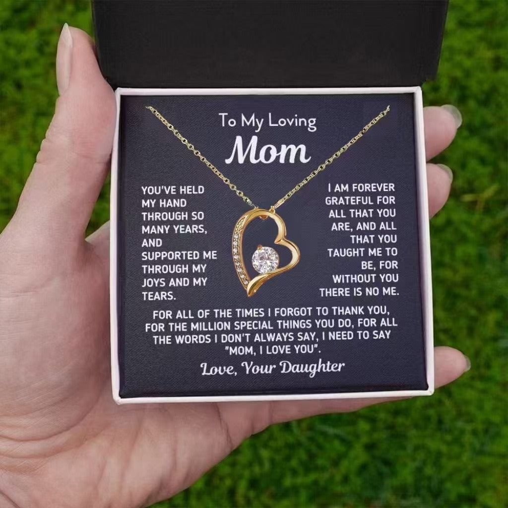 Eternal Love Floating Heart Necklace Personalized Gift Set for Her To My Daughter/Wife/Grandma/Mom/ Granddaughter(Gift Box & Card Included)