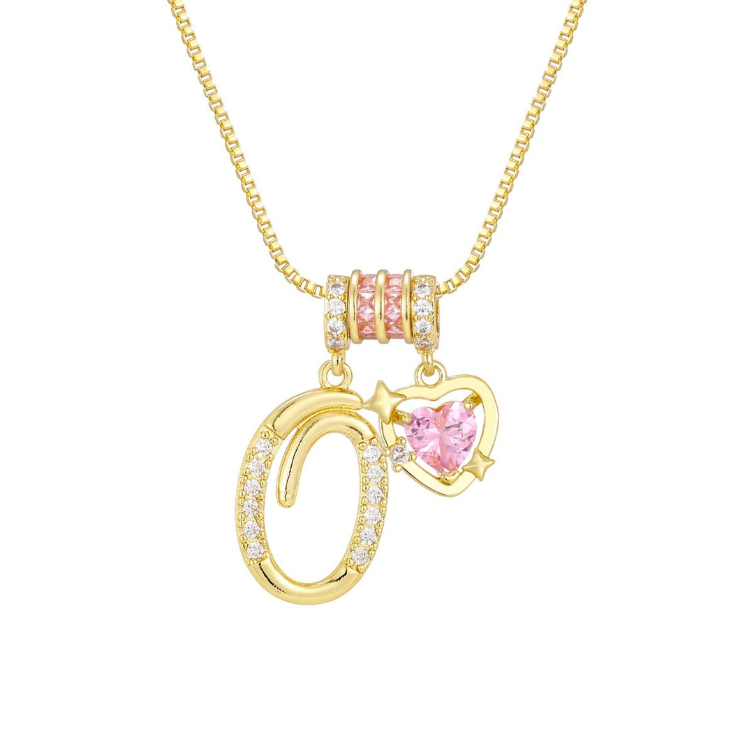 Bespoke Elegance Custom 26-Letter Pink Heart Pendant Necklace