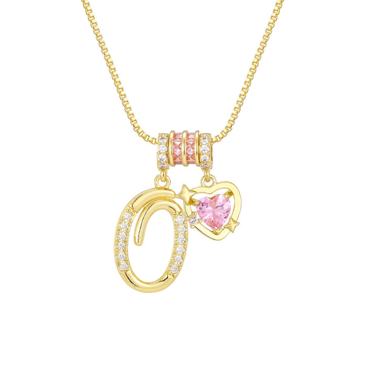 Bespoke Elegance Custom 26-Letter Pink Heart Pendant Necklace