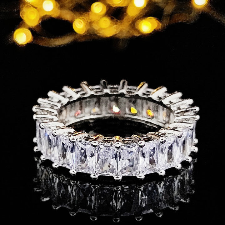 Celestial Radiance S925 Sterling Silver Multi-Cut Pavé Eternity Ring