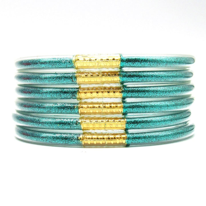 6-Piece Glitter-Filled Jelly Bangle Set