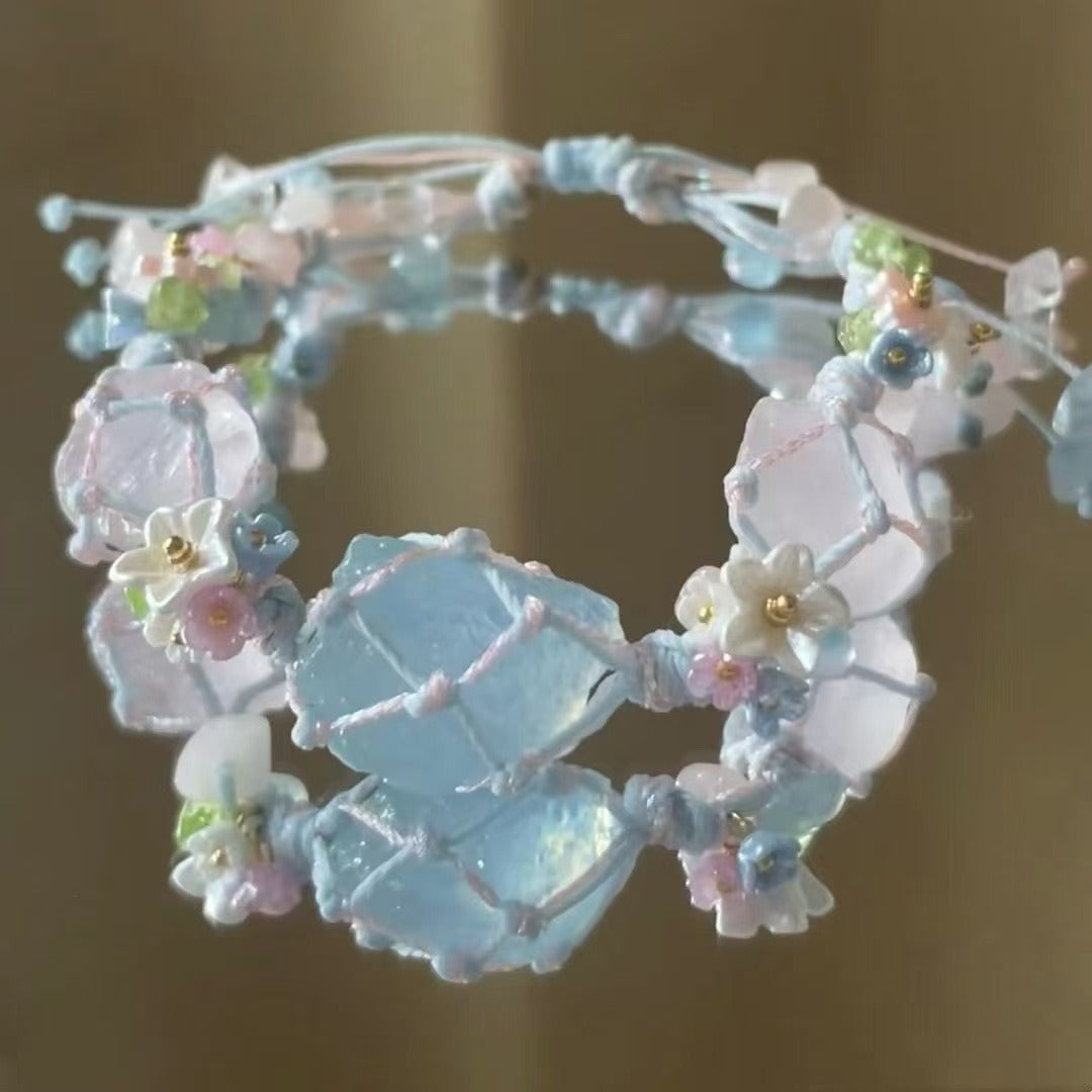 Handwoven Natural Raw Crystal Bracelet