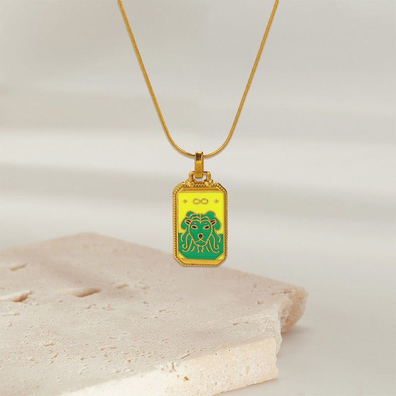 Tarot Promise 14K Gold Plated Micro-Pavé Enamel Tarot Card Necklace