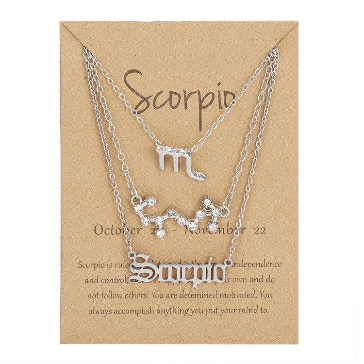 12 Zodiac Signs Layered Necklace Set