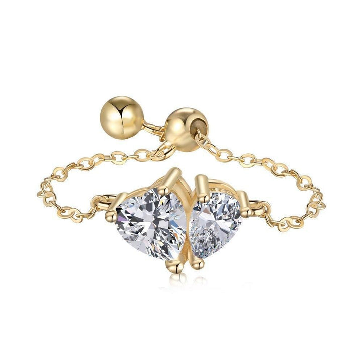 Twin Star Chain Asymmetrical Heart Emerald-Cut Chain Barbell Piercing