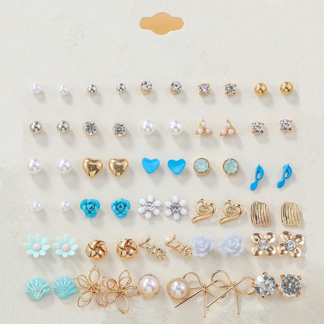 30-Piece Stud Earring Set Mix & Match Stars, Flowers & Pearls