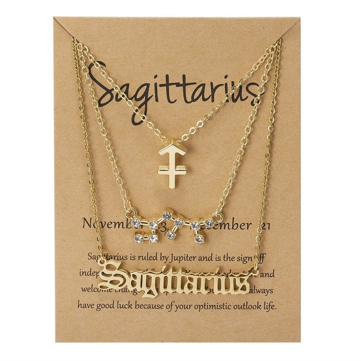 12 Zodiac Signs Layered Necklace Set